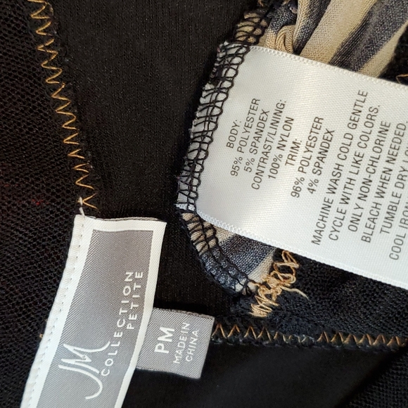 JM Collection Animal print multi-textured collage top 3/4 sleeves petite medium - Picture 3 of 7